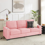 Modern Snowfleece Fabric 3 Seater Sofa with Cup Holder – Pink
