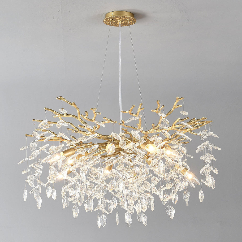 8-Light Crystal Chandelier with Gold Finish and Crystal Accents - Gold
