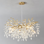 8-Light Crystal Chandelier with Gold Finish and Crystal Accents - Gold