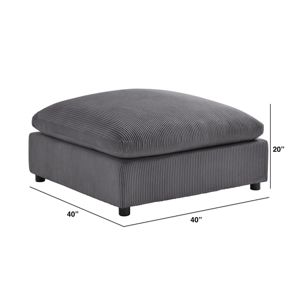 Chelsea Upholstered Ottoman with Removable Covers - Dark Gray or Beige