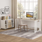 Large Mobile Lateral File Cabinet with 2 Drawers and Storage Shelves - White/Oak