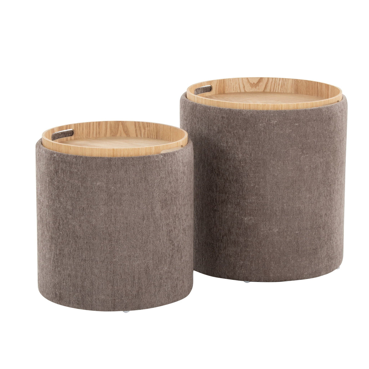Contemporary Nesting Ottoman Set with Flip Tray Top - Multiple Colors