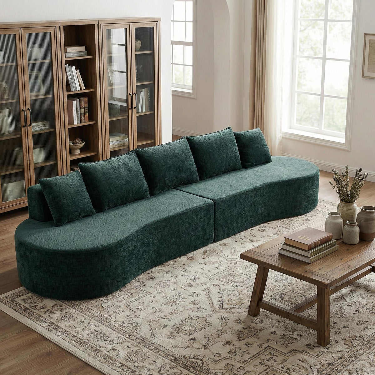 Modern Curved Modular Sectional Sofa with Modular Design - 138.6" Wide