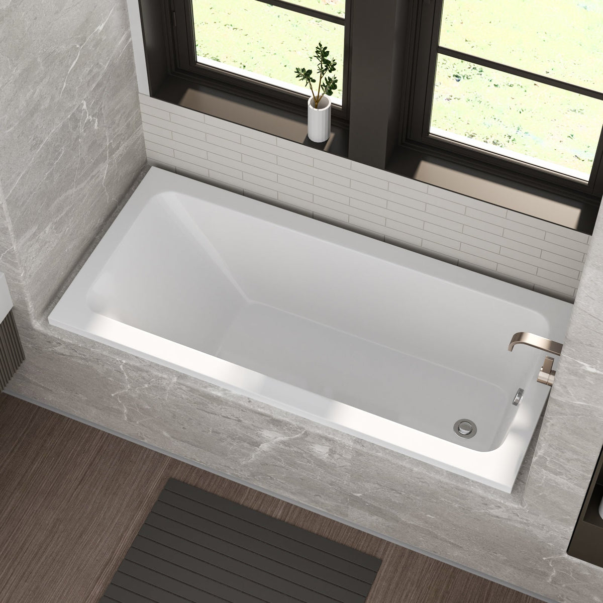 66-Inch Acrylic Built-In Soaking Tub with Glossy Finish