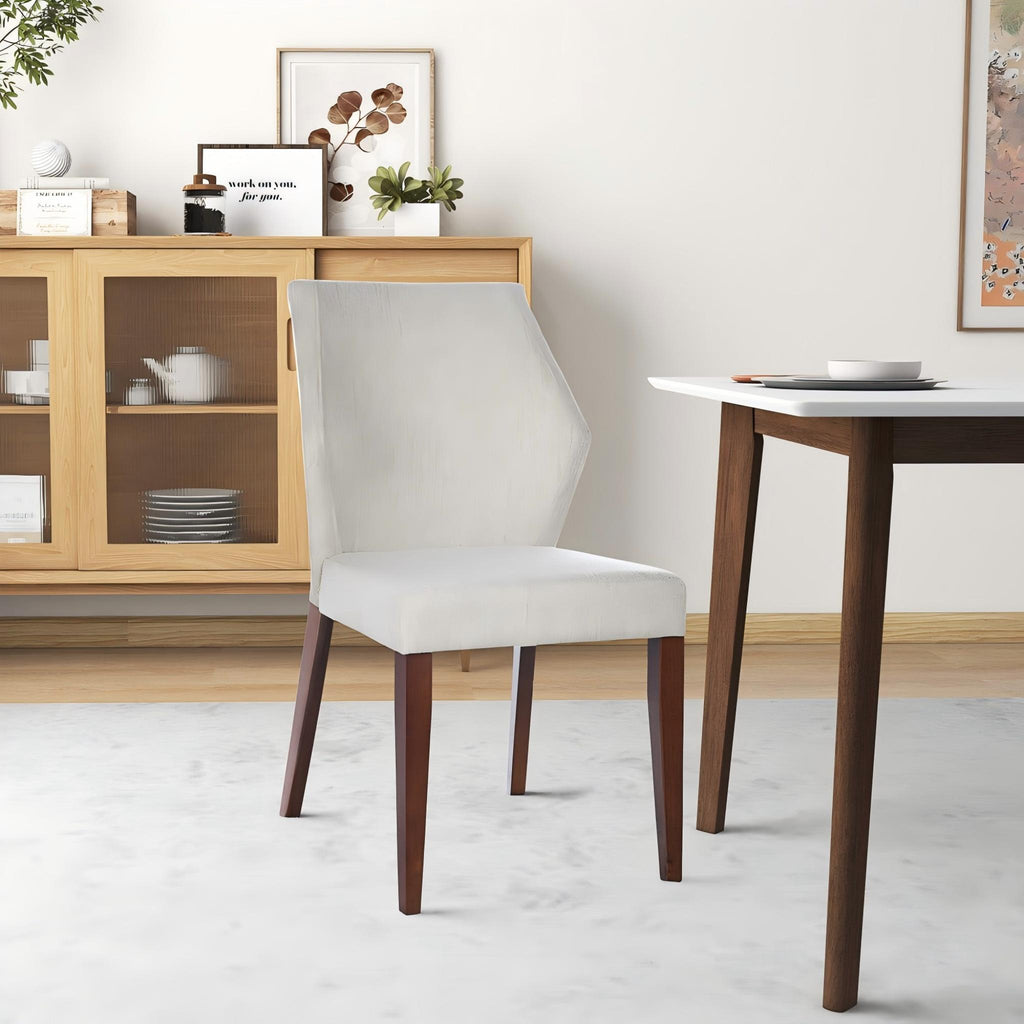 Light Gray Dining Chair Set of 2 with Solid Wood Frame - Upholstered