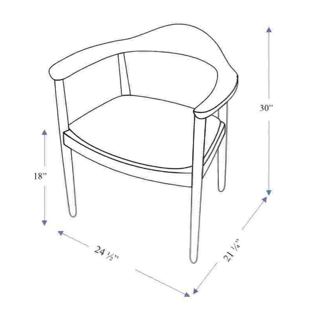 Mid-Century Modern Dining Chair with Armrests - Dark Gray or Dark Brown