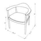 Mid-Century Modern Dining Chair with Armrests - Dark Gray or Dark Brown