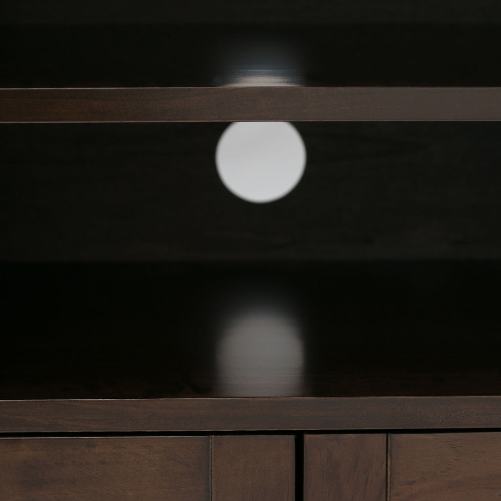 Solid Wood TV Media Stand with Ample Storage - Dark Brown