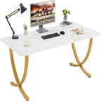 Executive Office Computer Desk with E0 Board - White / Gold