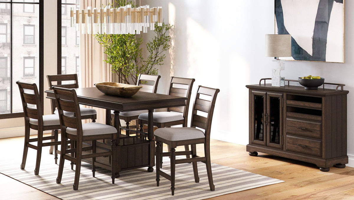 Upholstered Seat Ladderback Side Chair Set with Comfortable Cushions - Coffee