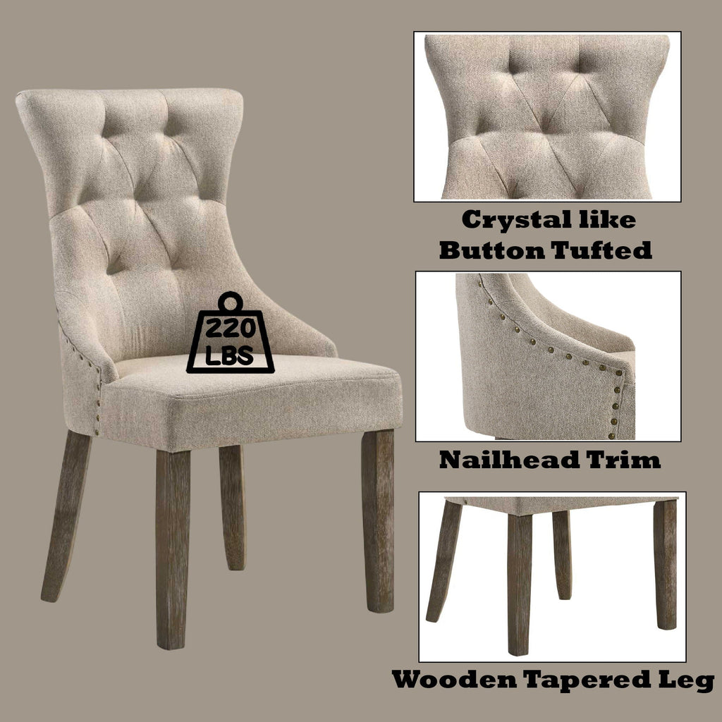 Two Tone Reclaimed Side Chair Set with Padded High-Back - Beige / Gray