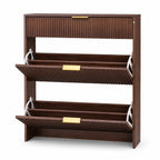 Narrow Fluted Shoe Storage Cabinet with Fluted Detailing - MDF