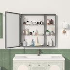 Medicine Cabinet with Adjustable Shelves and Mirror - Black Brown