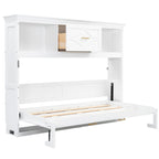 Murphy Bed With Charging Station and Drawer - Twin Storage Bed - White or Light Brown