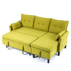 Reversible Chaise Sleeper Sectional Sofa with Storage - Cotton-Linen Upholstery
