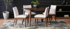 5-Piece Dining Table Set with Upholstered Chairs - Light Beige/Walnut