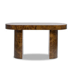 Oval Computer Desk with Single Drawer - Burl Wood Veneer, Light or Dark Brown