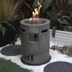 32000 BTU Round Outdoor Gas Fire Pit with Lava Stones and Cover