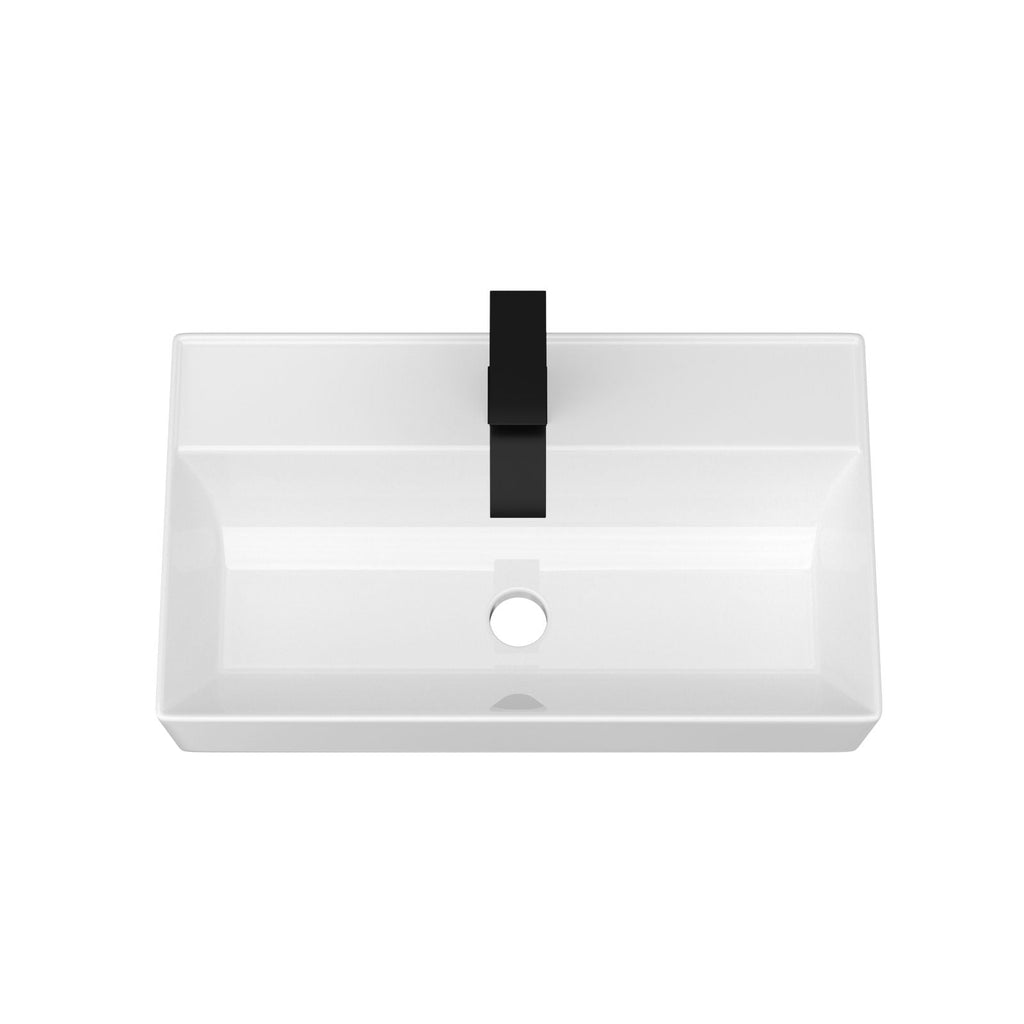 Wall Mounted Rectangular Bathroom Sink with Towel Bar - Black or Gold