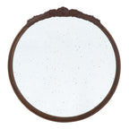 Round Hand Carved Rose Antique Wall Mirror with Intricate Detailing - Light Brown or Black