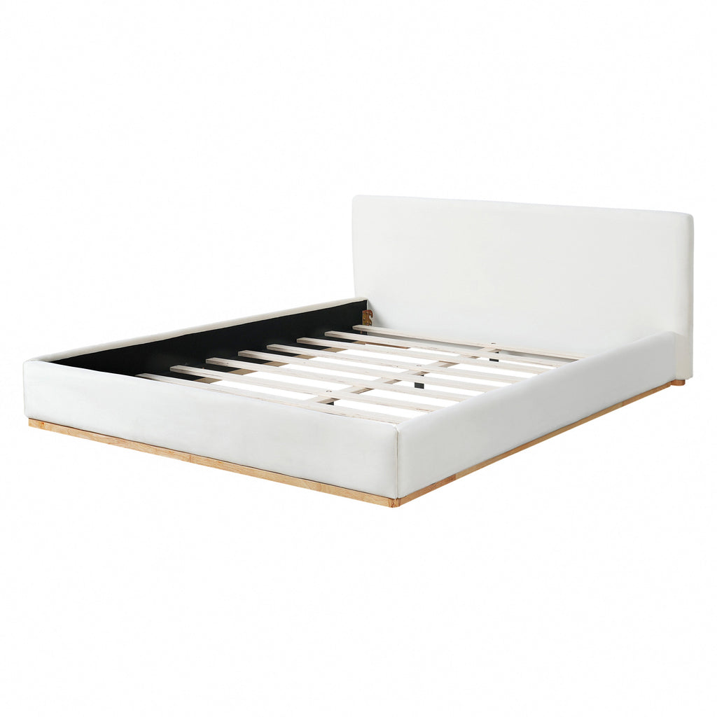 Elegant Upholstered Bed with Solid Wood Frame - Queen