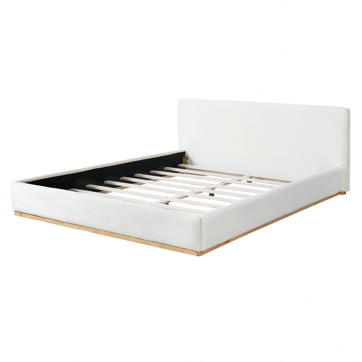 Elegant Upholstered Bed with Solid Wood Frame - Queen