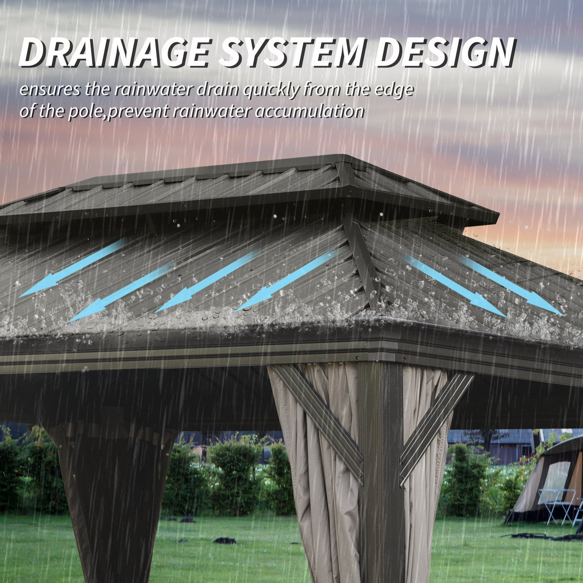 10' X 14' Hardtop Gazebo with Galvanized Steel Roof - Gray