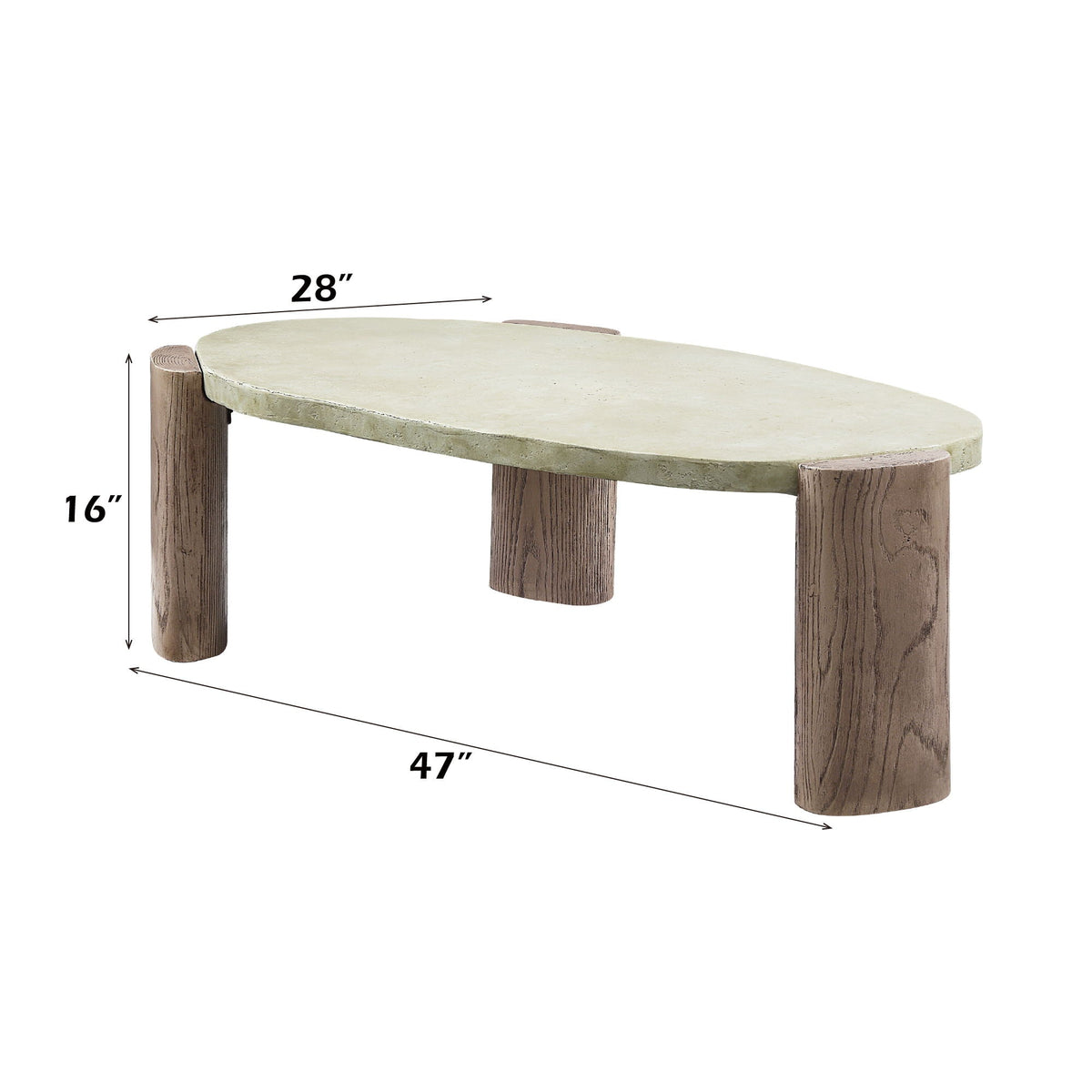 Dayana Coffee Table with Fiber Concrete Construction - Oak / Off White