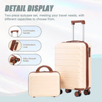 Beige 2-Piece Spinner Luggage Set with Hard Shell - Beige