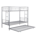 Twin Over Twin Metal Bunk Bed with Trundle - Black