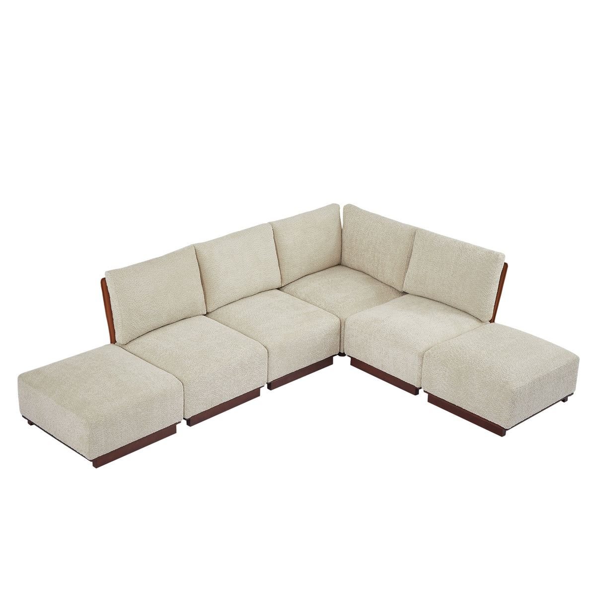 Velora 116 in. 6-Piece L Shaped Boucle Modular Sectional Sofa - Sesame