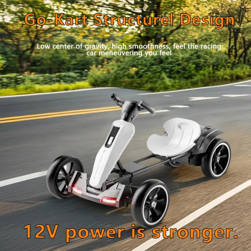 Electric Kids Pedal Go Kart with Adjustable Seat and Foldable Design - Multiple Colors