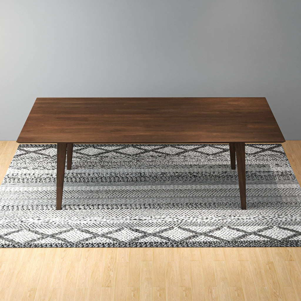 Rectangular Modern Dining Table with Solid Wood Construction – Dark Brown or White