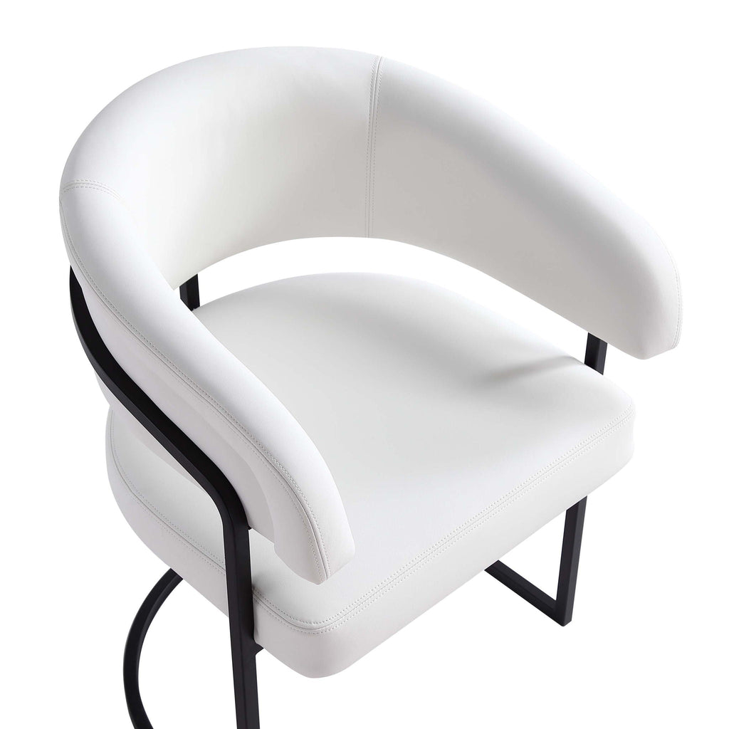 Geometric Base Dining Chair with Vegan Upholstery – White or Gray