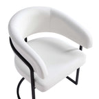 Geometric Base Dining Chair with Vegan Upholstery – White or Gray