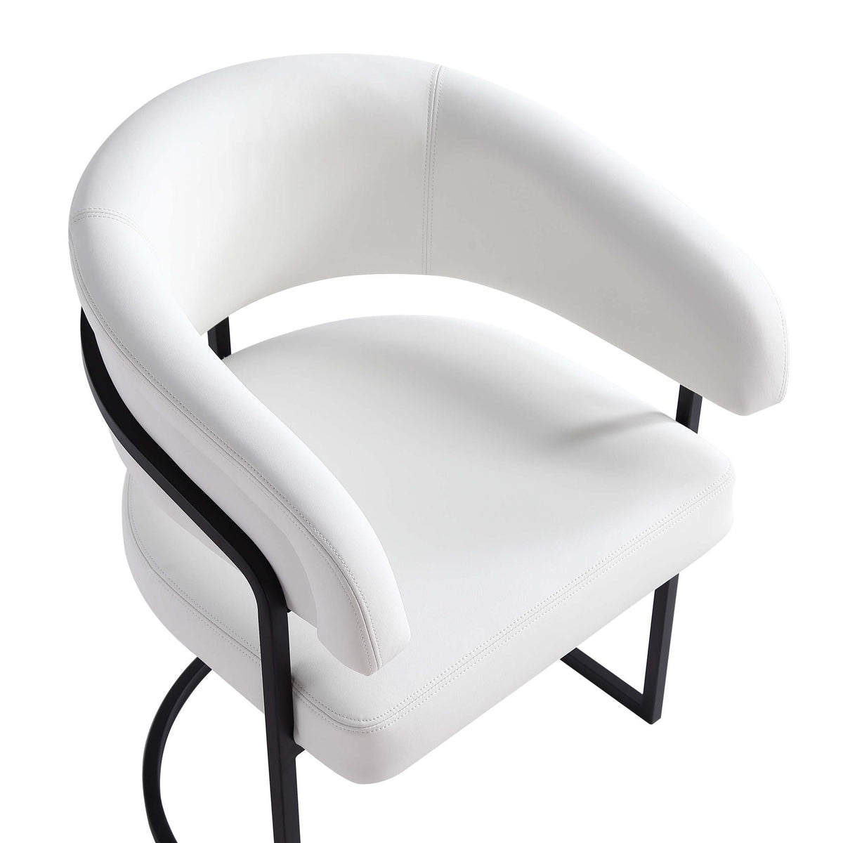 Geometric Base Dining Chair with Vegan Upholstery – White or Gray