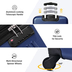 3 Piece Hardside Spinner Luggage Set with TSA Lock - Blue, Purple, Pink, Beige