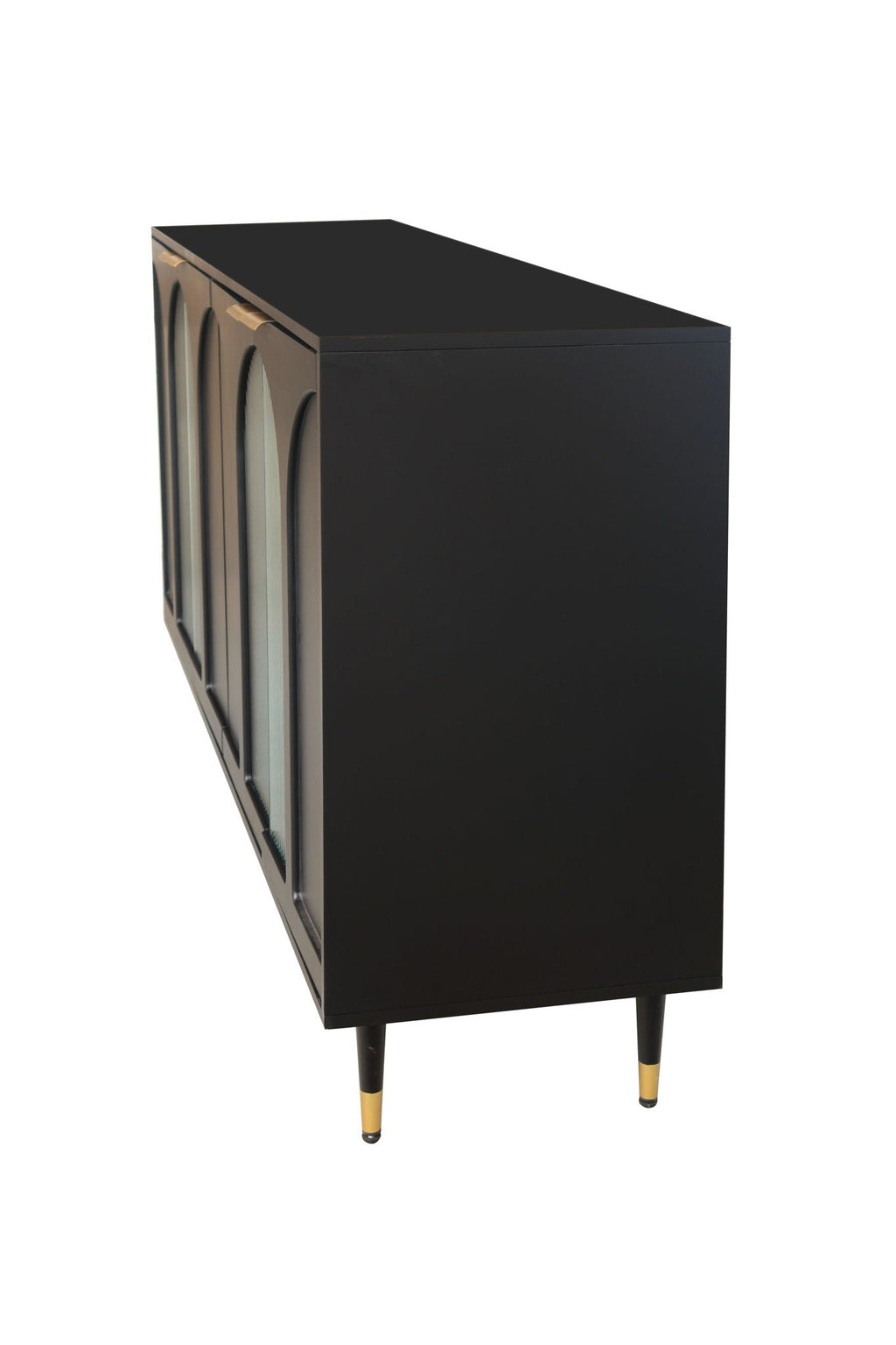 Lacquered Wooden Sideboard with 4 Glass Doors - Black