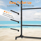 Freestanding Kayak Storage Rack with Lockable Wheels - Black