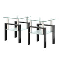 Modern Tempered Glass End Table with Metal Frame - Black or White