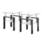 Modern Tempered Glass End Table with Metal Frame - Black or White