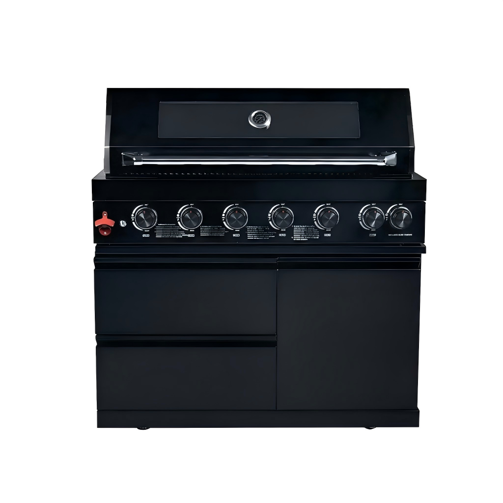 43-Inch Stainless Steel BBQ Grill with Soft-Closing Hinges - Black