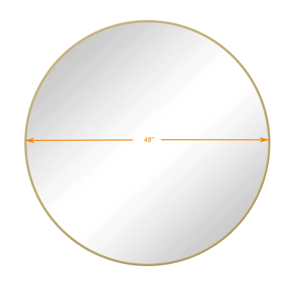 Metal Framed Circular Wall Mirror with Modern Design - Black or Gold