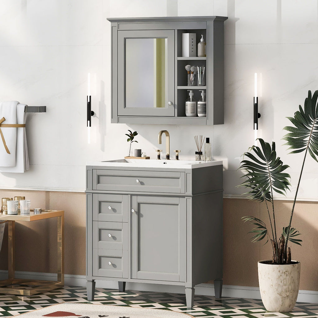 Bathroom Vanity with Medicine Cabinet and Storage - Multiple Colors