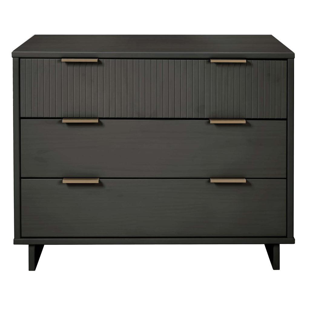 Solid Wood 3 Drawer Dresser with Ribbed Fronts - Multiple Colors
