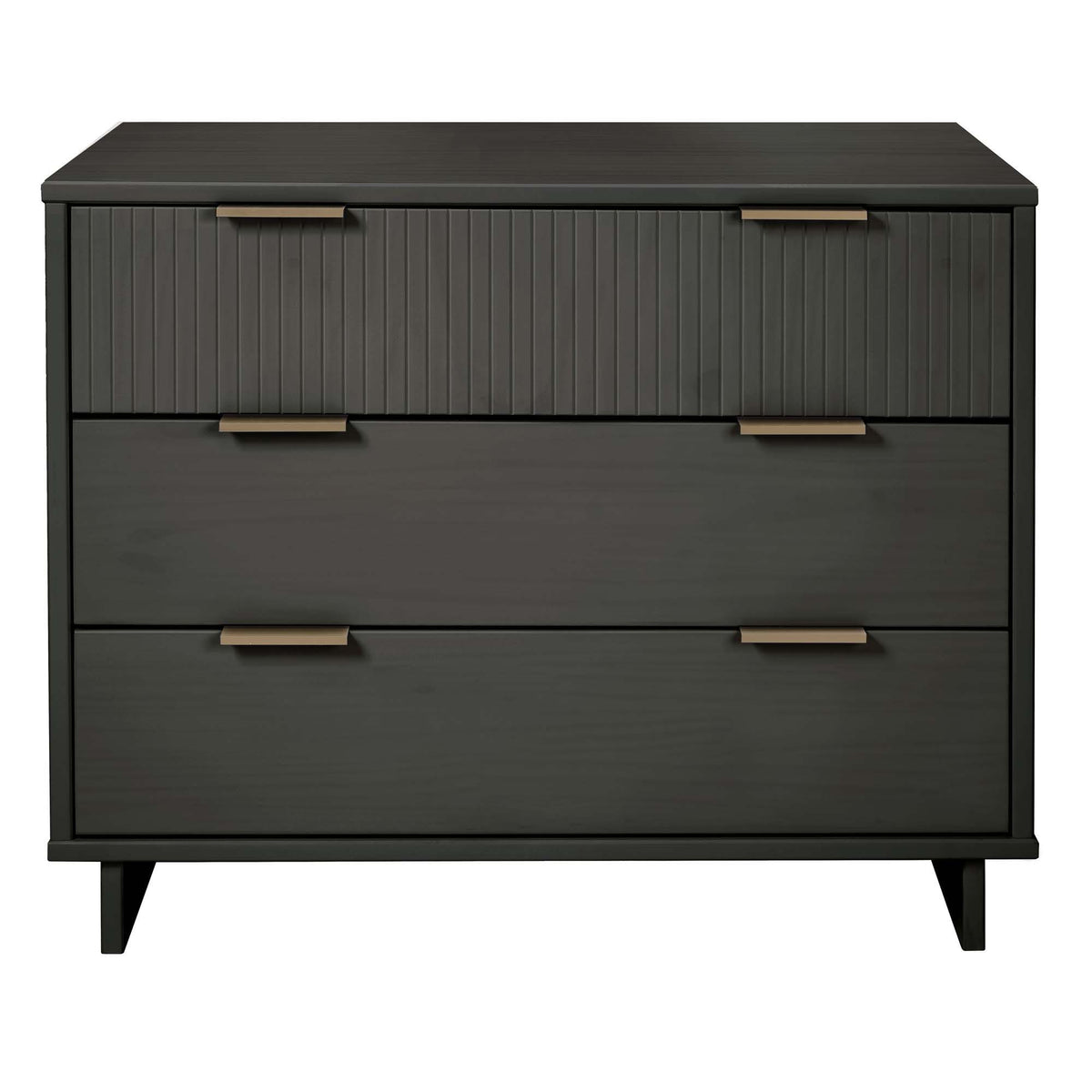 Solid Wood 3 Drawer Dresser with Ribbed Fronts - Multiple Colors