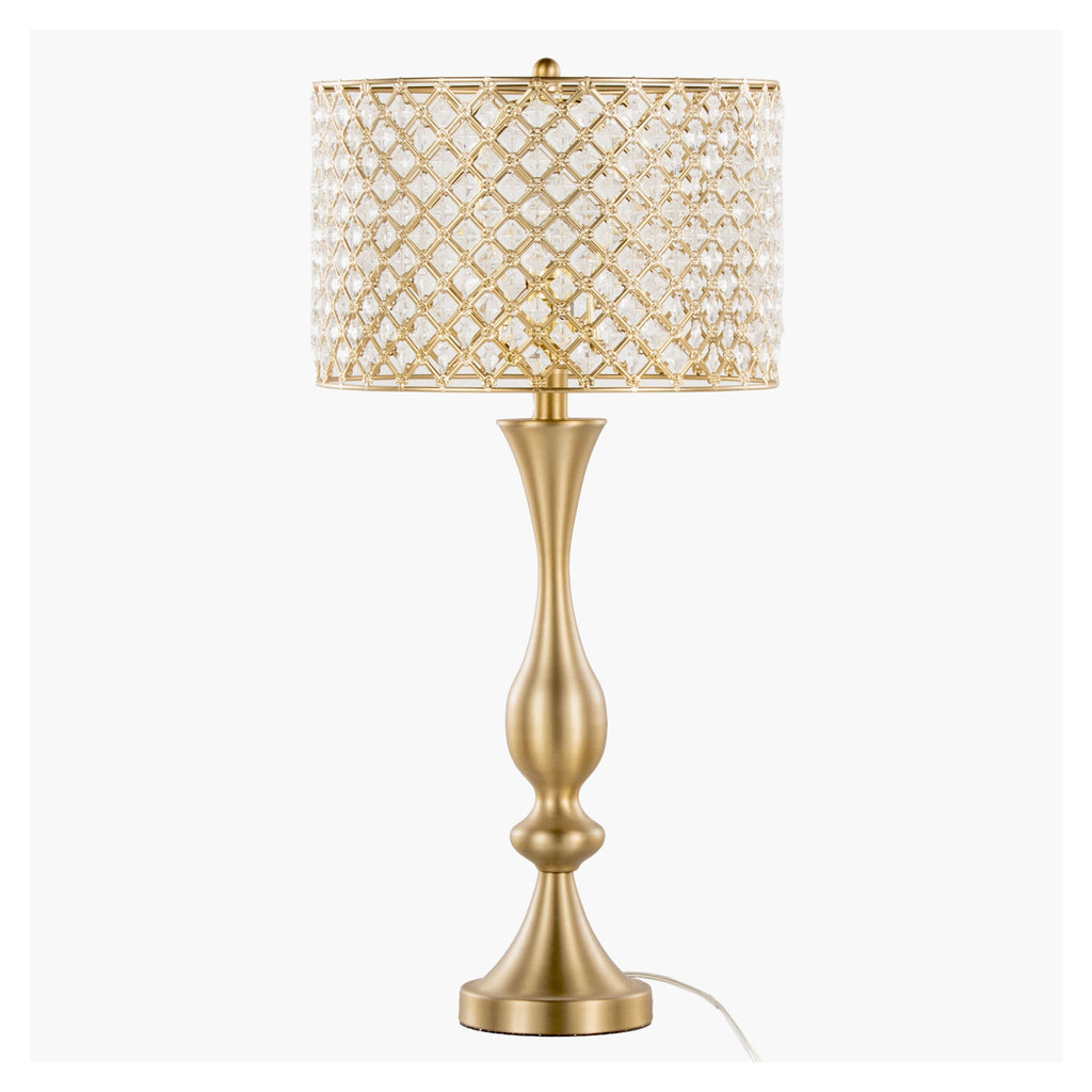 Contemporary Table Lamp with Crystalline Shade - Gold, Black, or Gray