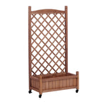 Raised Garden Bed with Trellis 2 Pack – Solid Wood Planter & Plant Stand, Brown