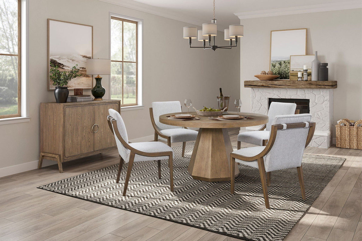 Elegant Round Dining Table with Pedestal Base - Light Brown or Dark Brown