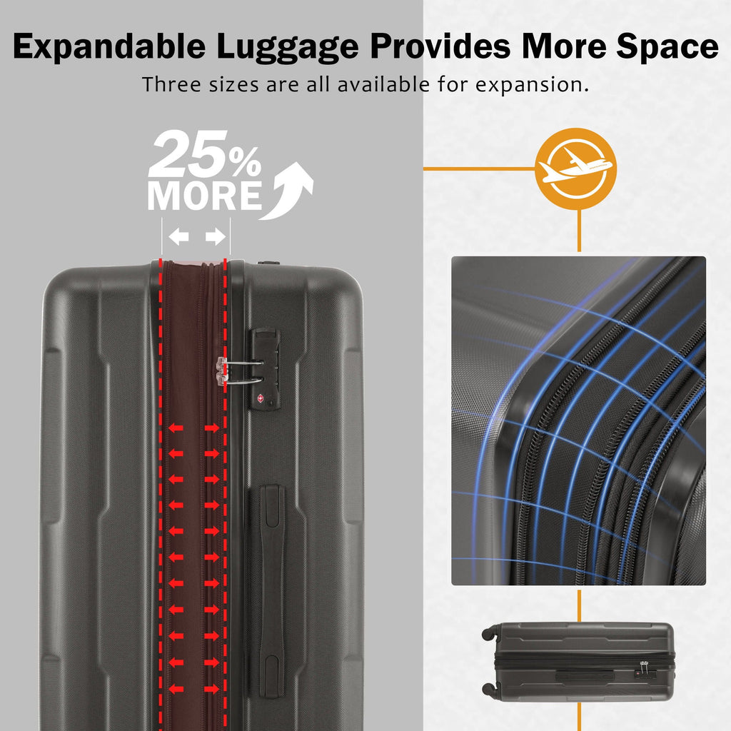 Expandable 2 Piece Luggage Set with TSA Lock and Spinner Wheels - Multiple Colors